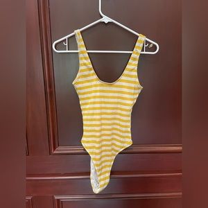 Faithful the brand yellow and white stripe one peice